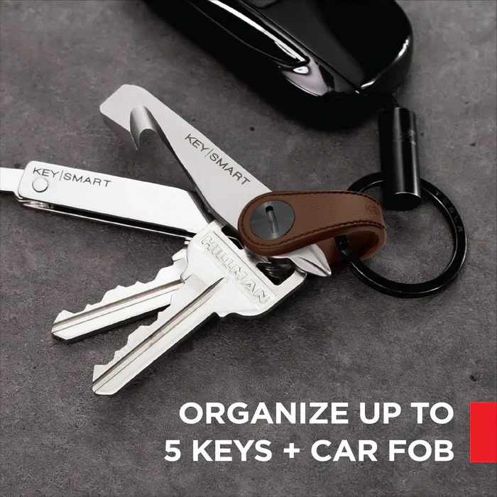 KeySmart Mini Minimalist Leather Key Holder Brown - Image 2