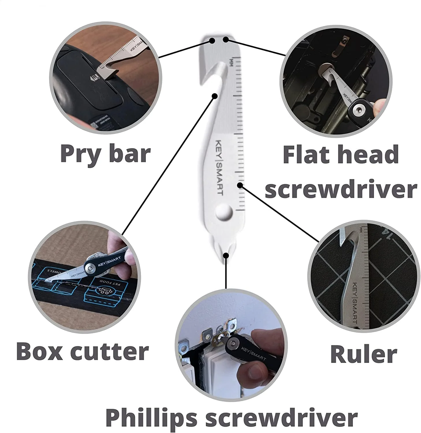 KeySmart MultiTool 5-in-1 Keychain Tool Stainless Steel - Image 5