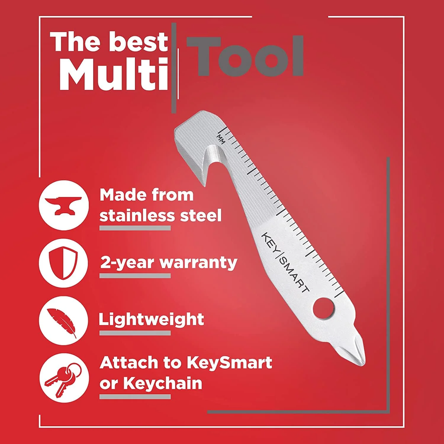 KeySmart MultiTool 5-in-1 Keychain Tool Stainless Steel - Image 6
